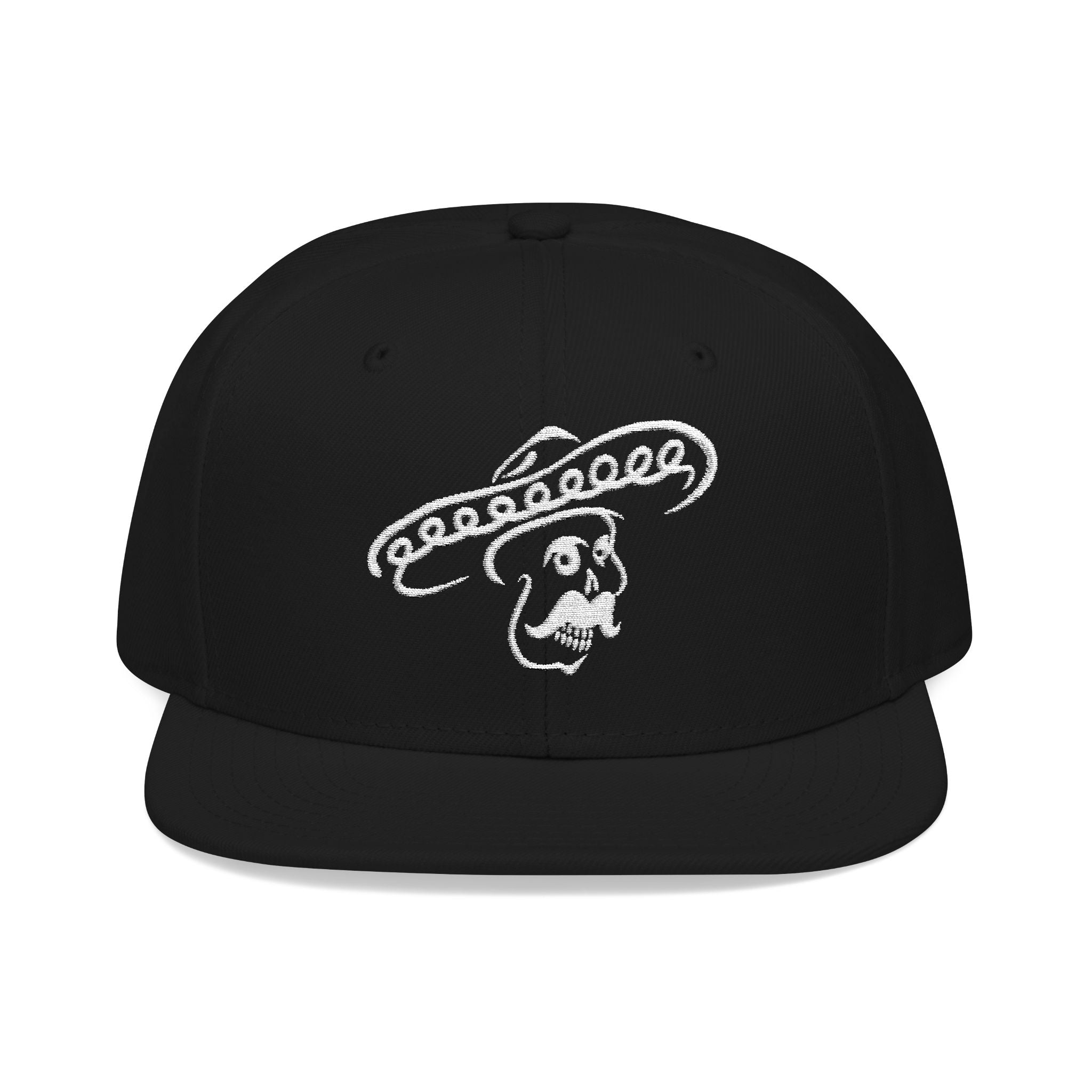 Black Kalaveras Signature Skull Snapback, embroidered front view