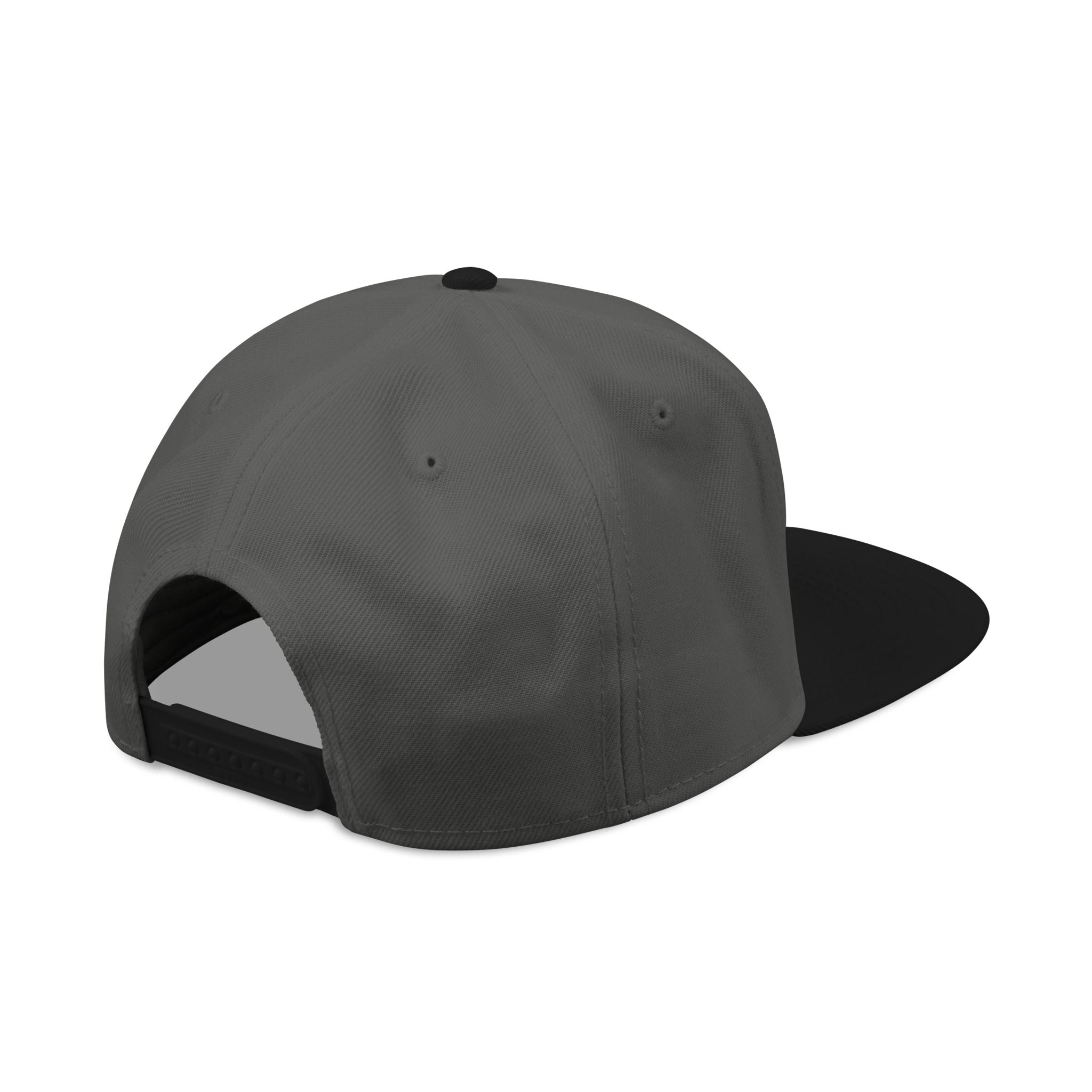 Gray and black Kalaveras Monogram Snapback, angled view