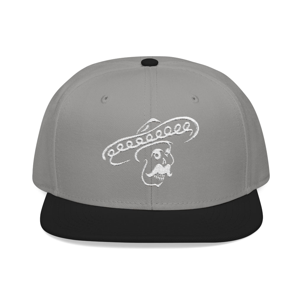 Gray and black Kalaveras Signature Skull Snapback, front view
