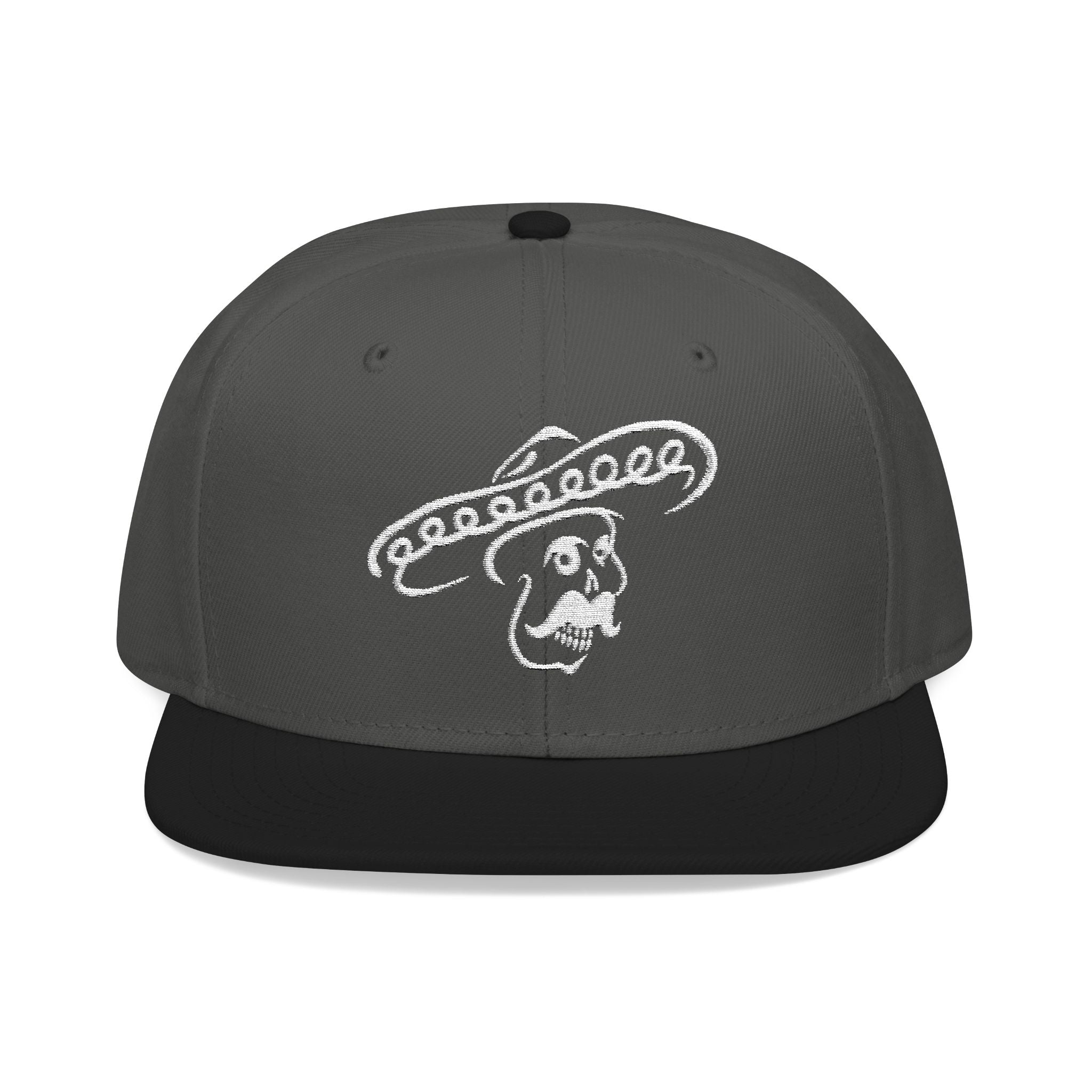 Gray and black Kalaveras Signature Skull Snapback, product view