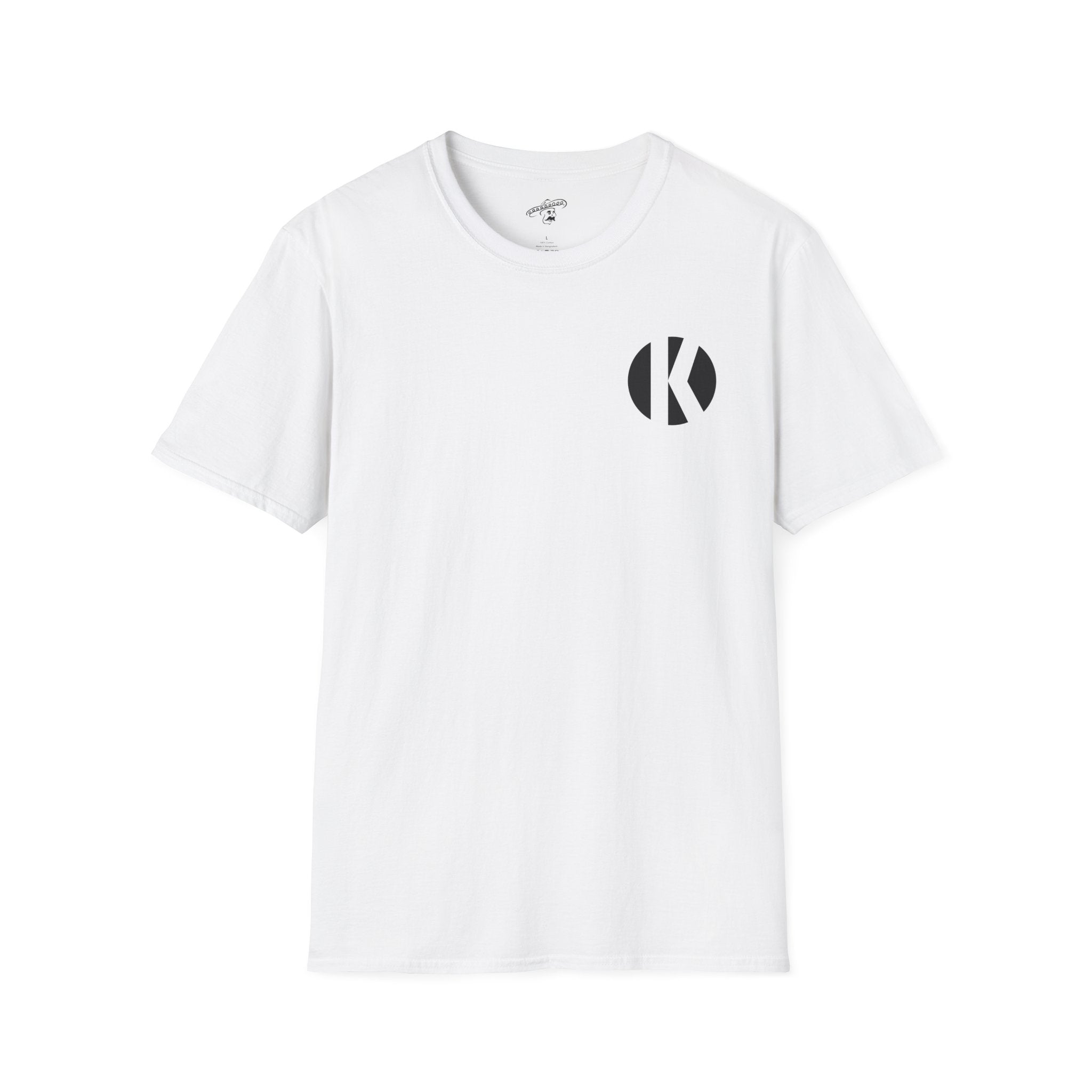 White Kalaveras Heritage Couple Tee front view with black K monogram