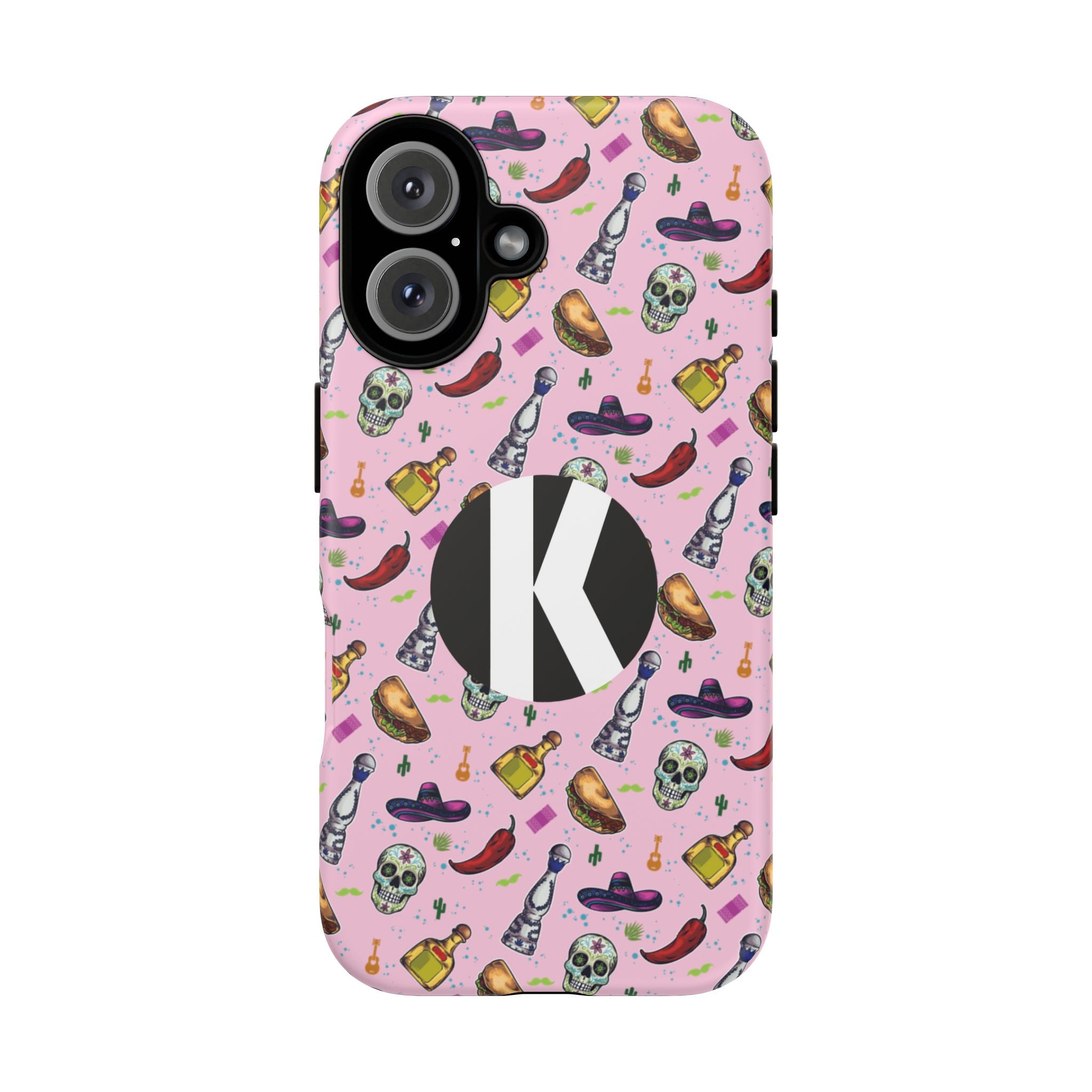 Kalaveras Heritage Tough iPhone Case in pink product photo 8, showing the design and product details.