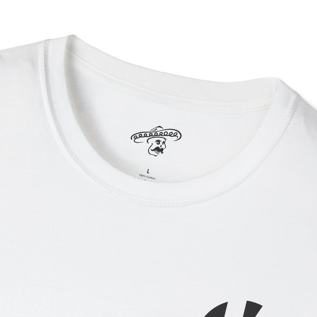 White Kalaveras Taco Tuesday Tee collar label and front K monogram detail