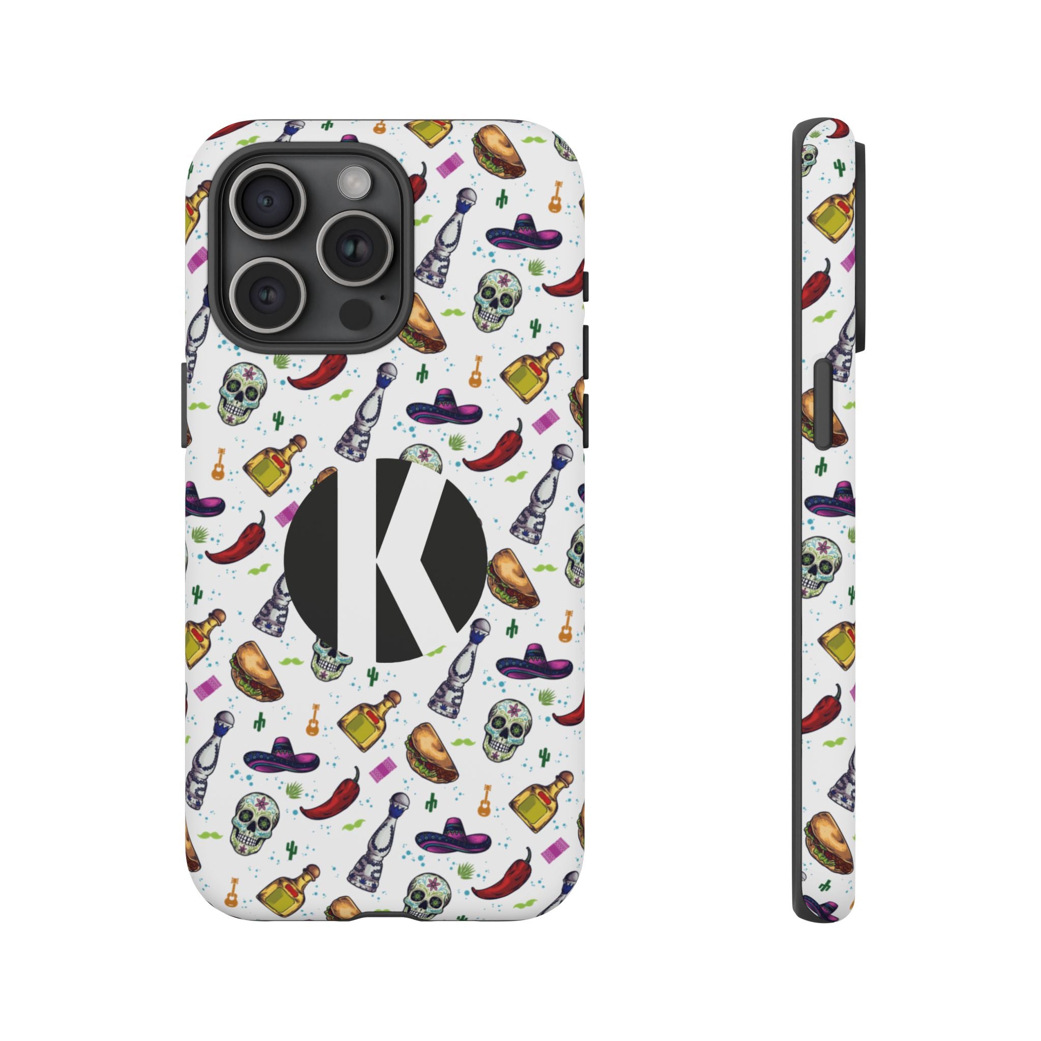 Kalaveras Heritage Tough iPhone Case in white product photo 4, showing the design and product details.