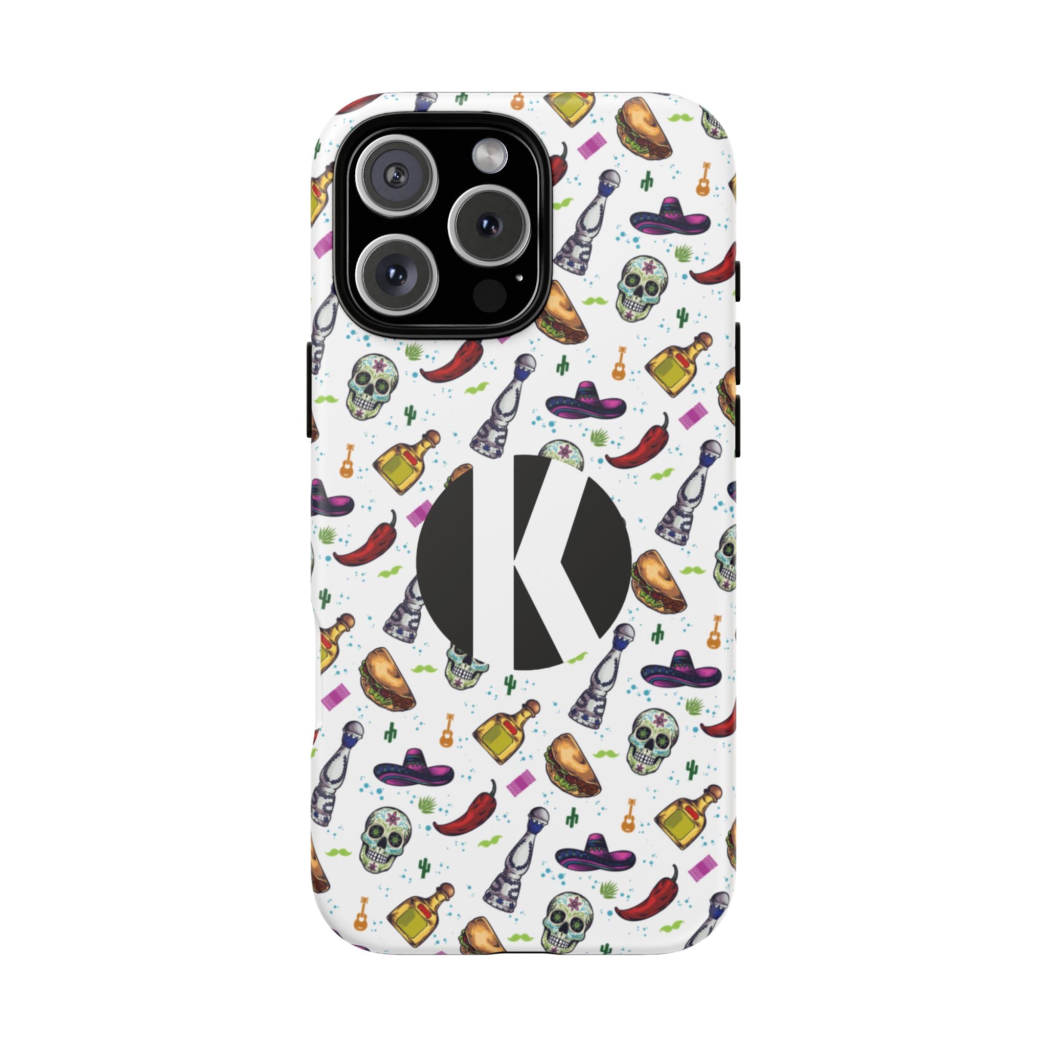Green grid-patterned phone case with 'Alura' branding on a white background